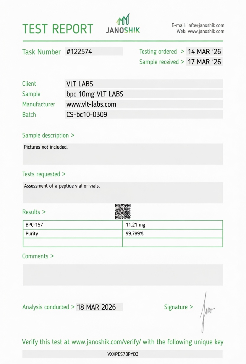 Analysecertificaat voor BPC-157, batch CS-bc10-0309