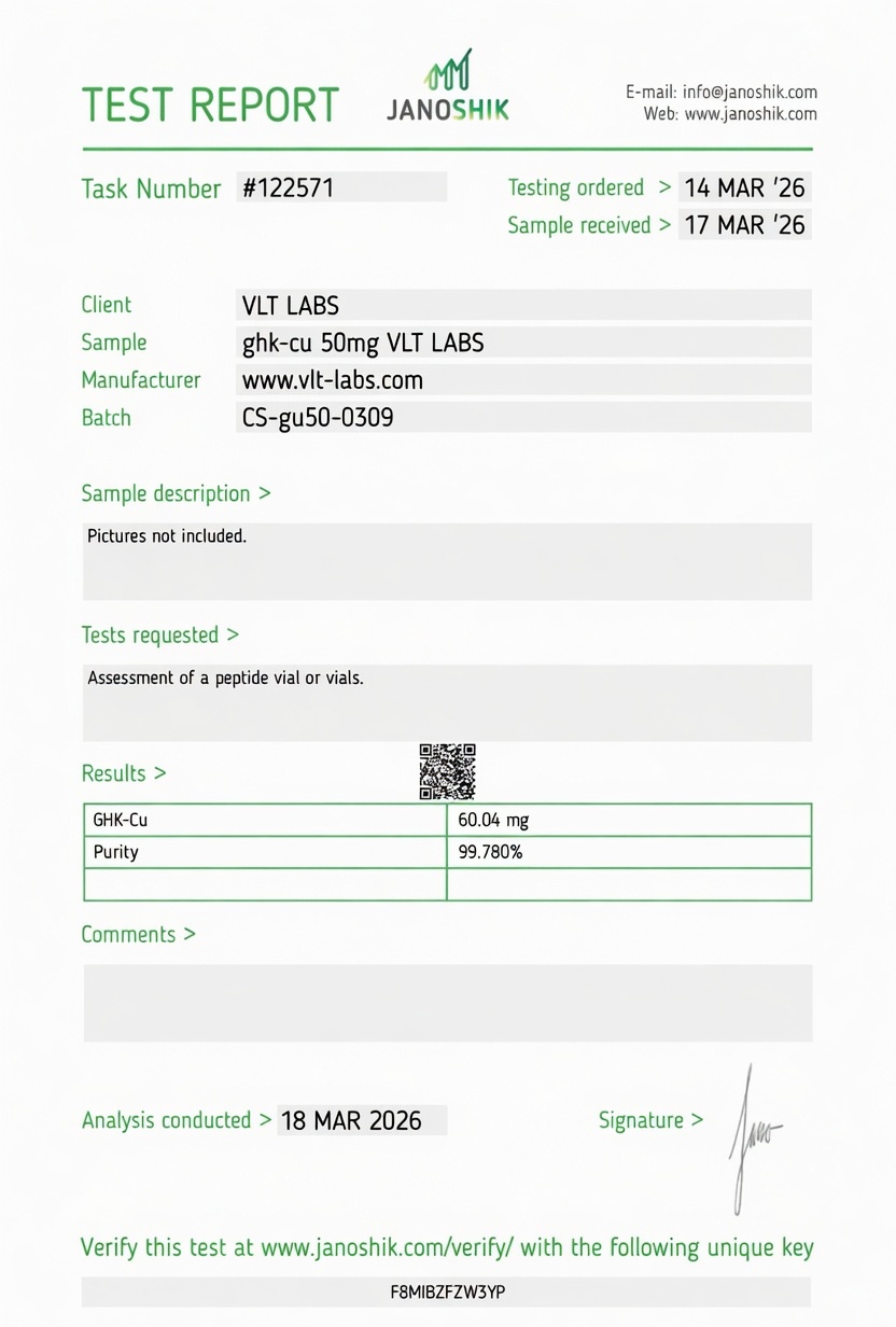 Analysecertificaat voor GHK-Cu, batch CS-gu50-0309