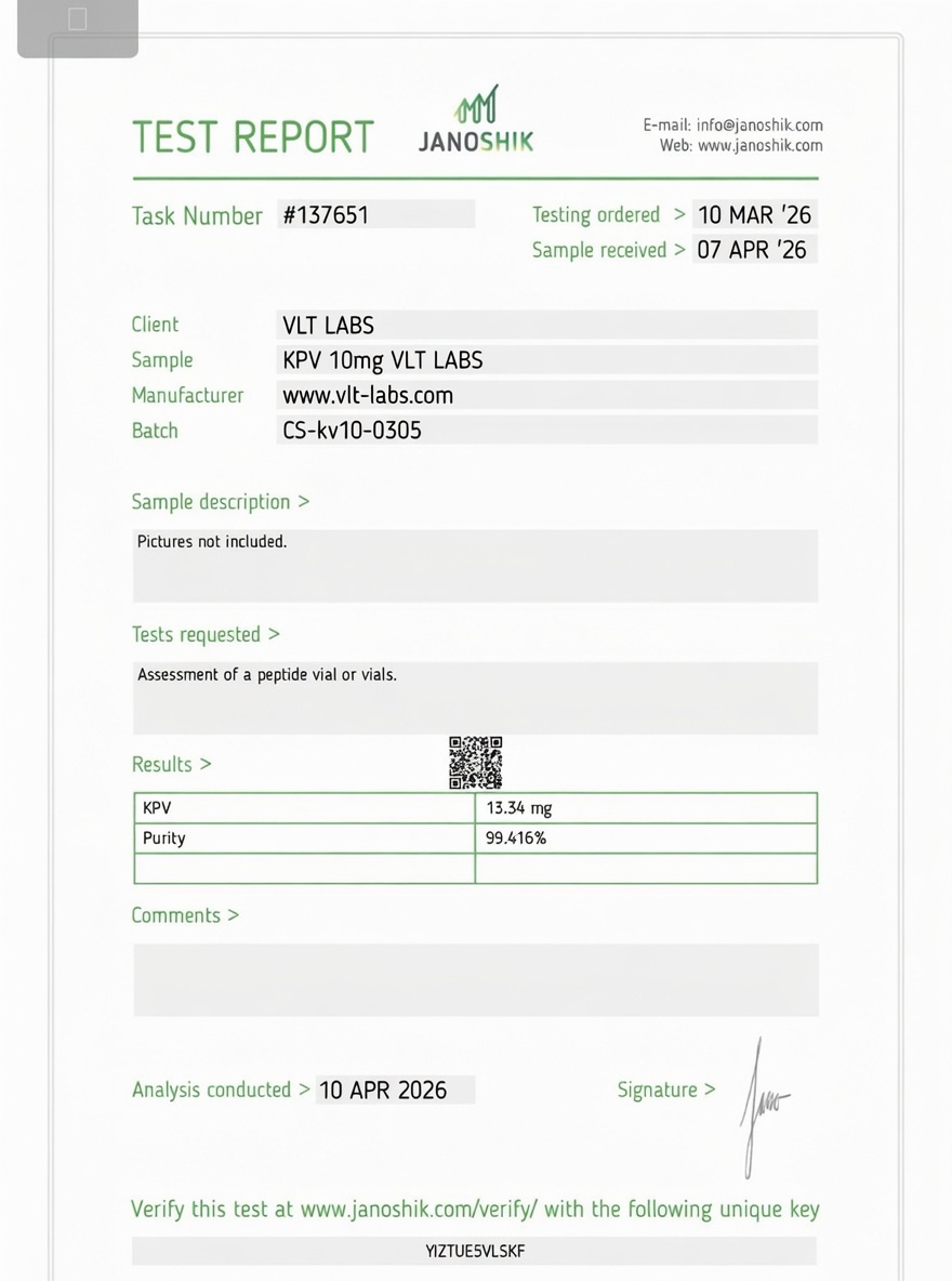 Analysecertificaat voor KPV, batch CS-kv10-0305