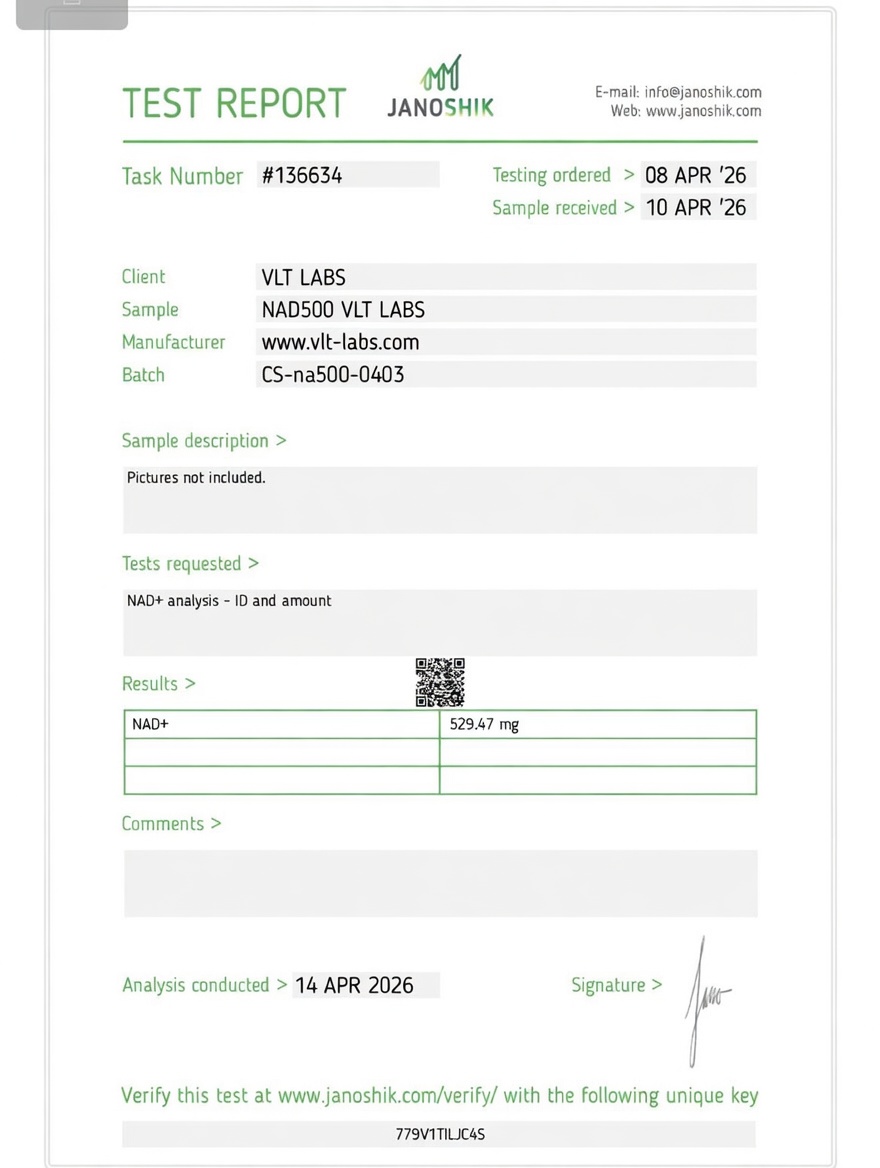 Analysecertificaat voor NAD+, batch CS-na500-0403